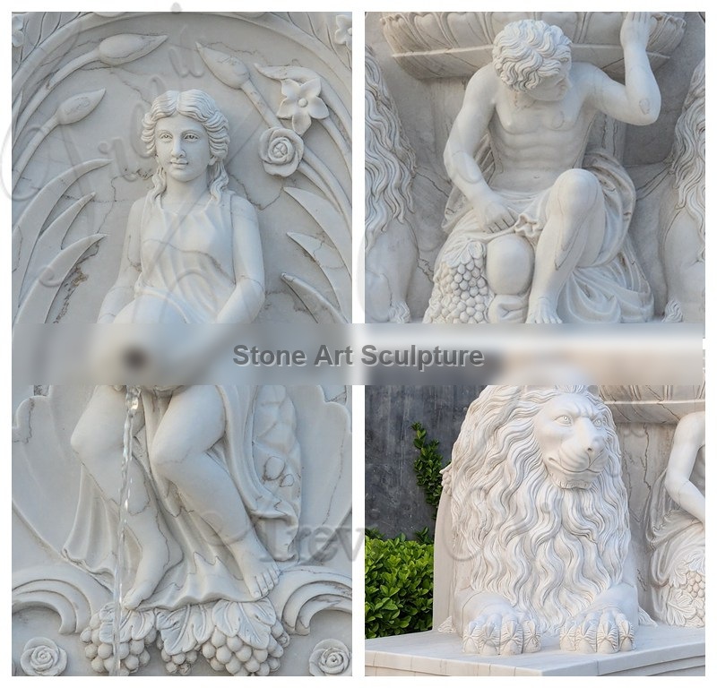 Marble Garden Wall Fountain with Exquisite Carvings Supplier TMF-004 detail image
