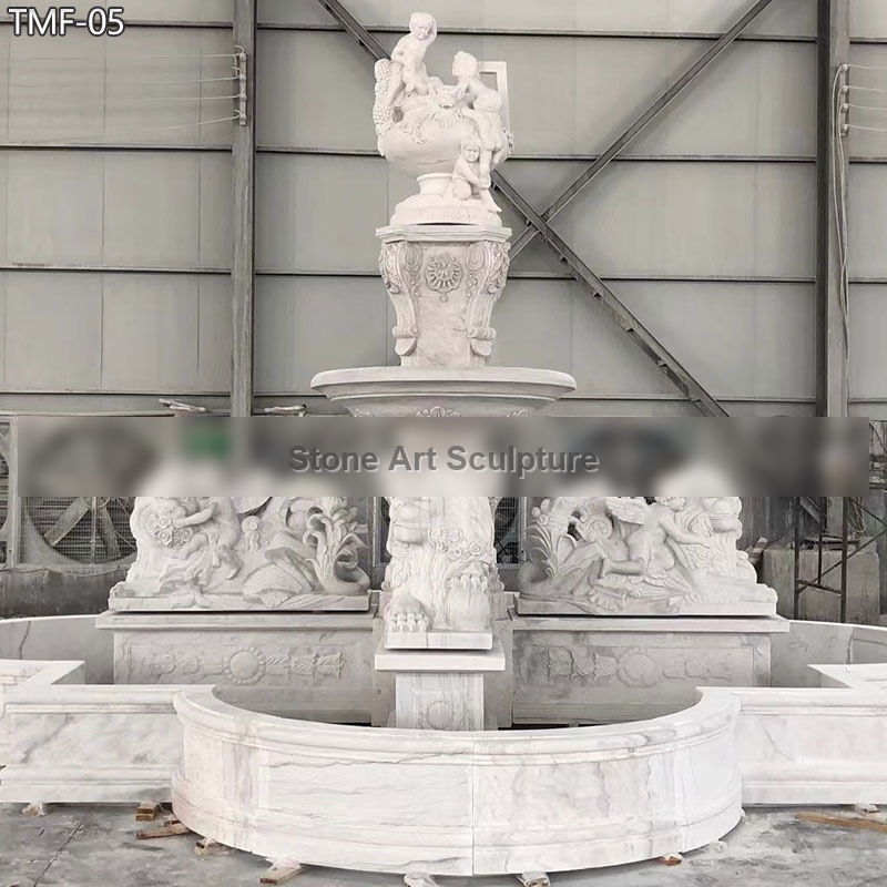 Luxurious Large Fountain with Lion and Children Statues Design TMF-005 detail image