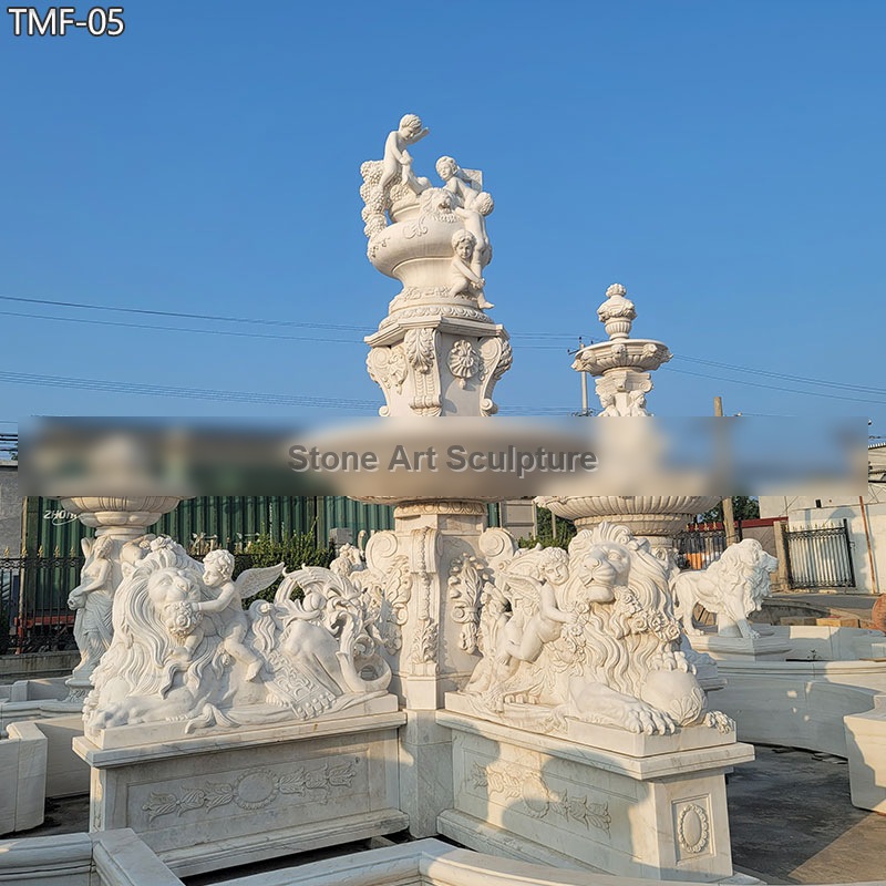 Luxurious Large Fountain with Lion and Children Statues Design TMF-005 detail image