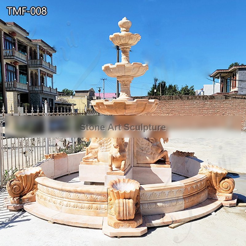 Custom Marble Luxury Outdoor Water Fountain with Horse Statue TMF-008