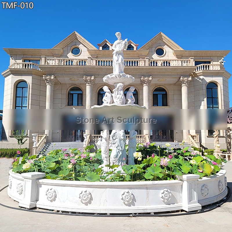 Outdoor Large Garden Marble Water Fountain with Female Sculpture TMF-010
