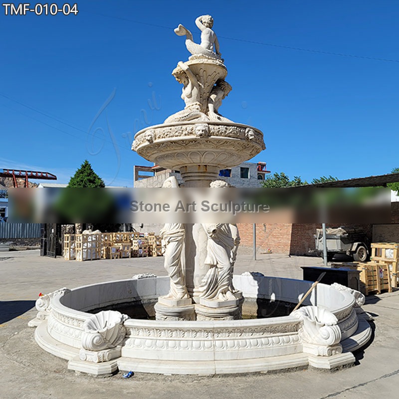 Outdoor Large Garden Marble Water Fountain with Female Sculpture TMF-010 detail image