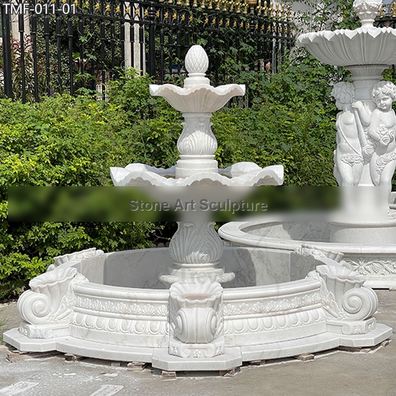 Large White Marble Angel Fountain Garden Decor for Sale TMF-011 detail image