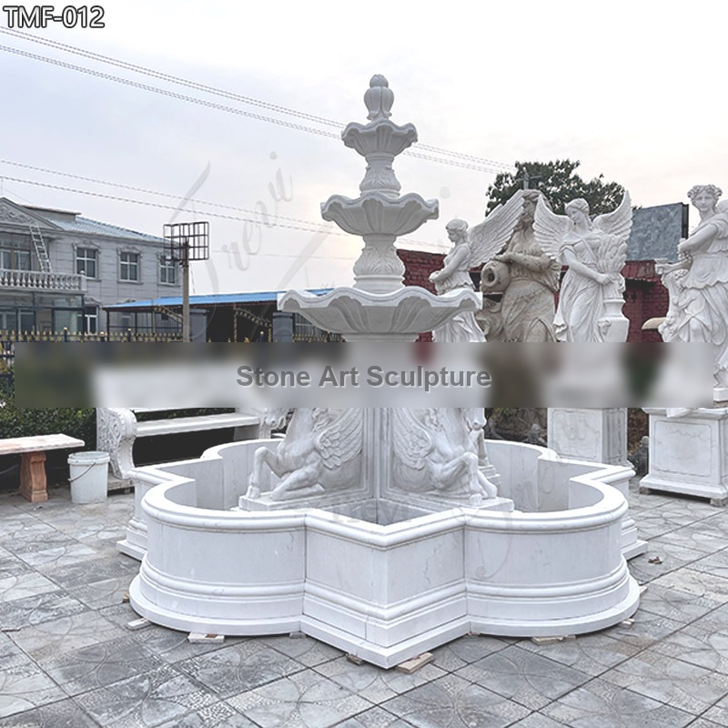 Outdoor Tiered Marble Garden Horse Fountain for Sale TMF-012 detail image