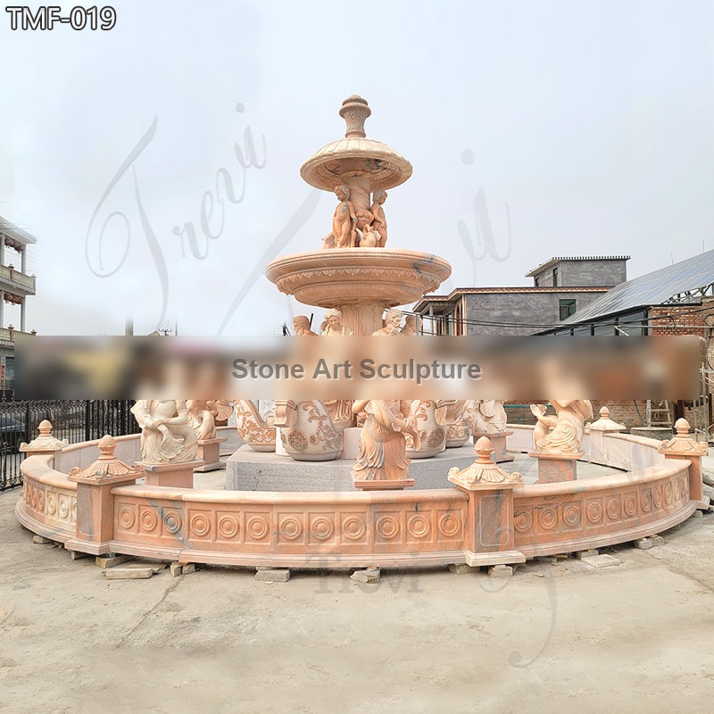 Beige Marble Extra Large Outdoor Fountains for Sale TMF-019