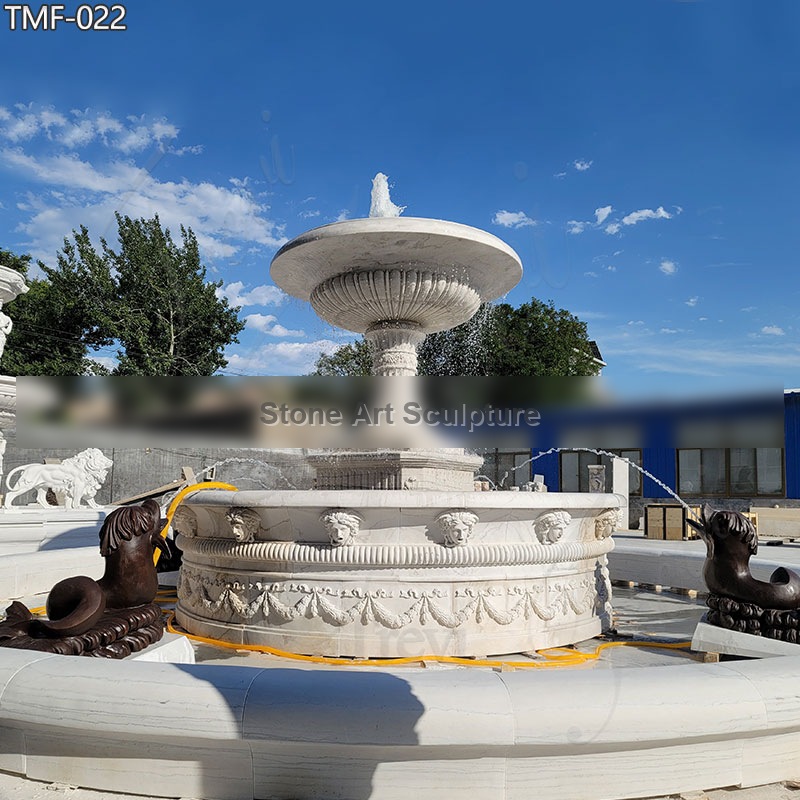Large Outdoor Bronze Fish Statue Marble Fountain for Sale detail image