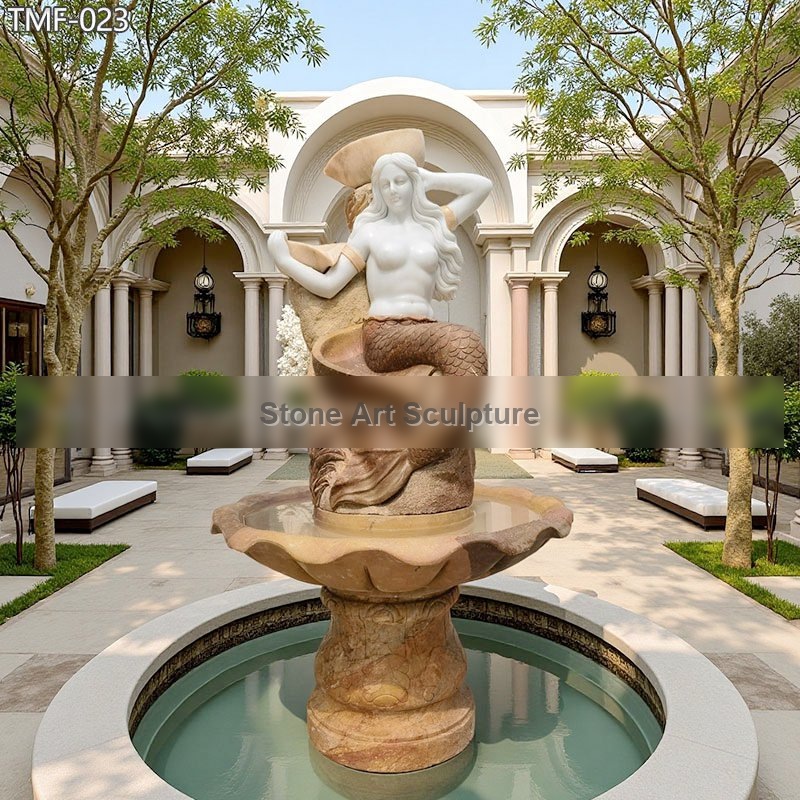 Marble Mermaid Water Fountain Outdoor Decor for Sale