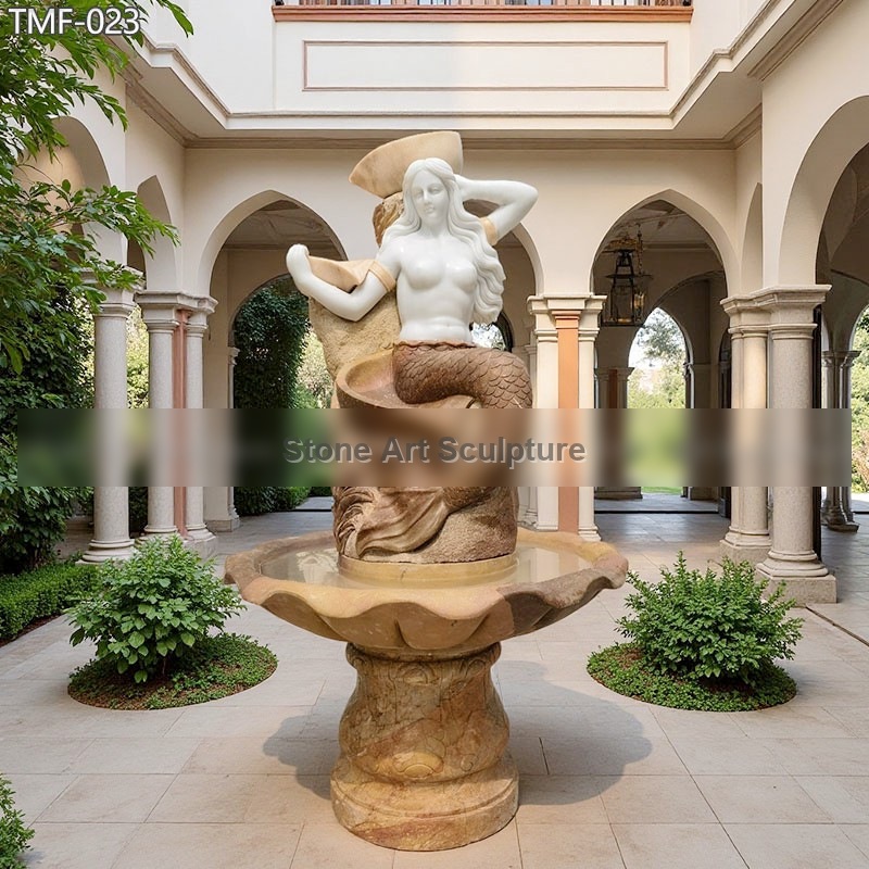 Marble Mermaid Water Fountain Outdoor Decor for Sale detail image