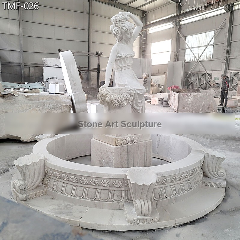 Outdoor Marble Lady Water Fountain detail image