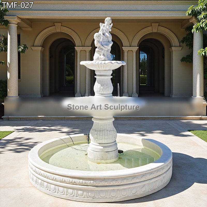Marble Cherub Garden Fountain TMF-027 detail image