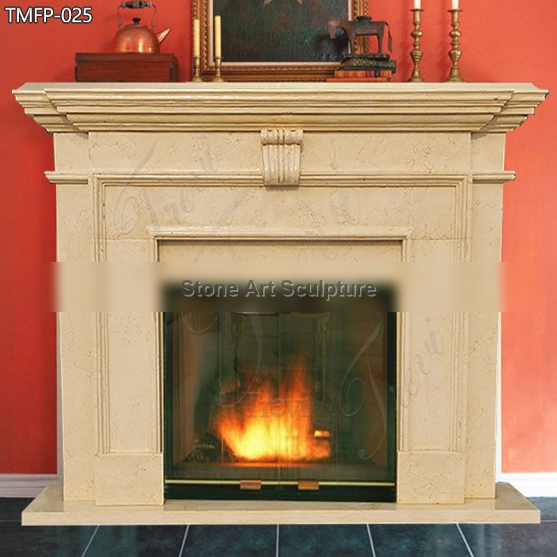 Classic Egyptian Beige Marble Fireplace for Home Decoration Factory Supply TMFP-025