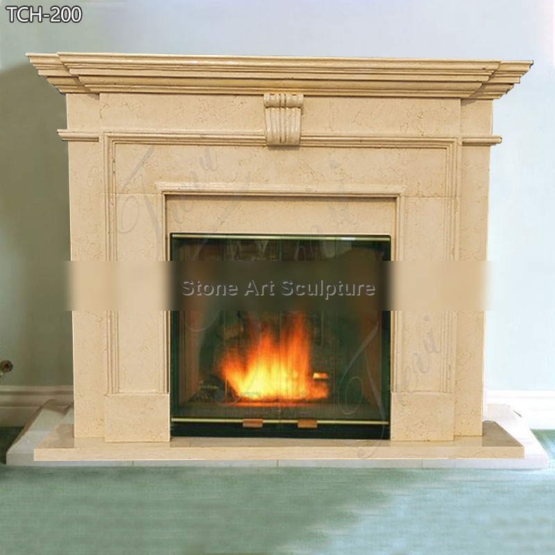 Classic Egyptian Beige Marble Fireplace for Home Decoration Factory Supply TMFP-025 detail image