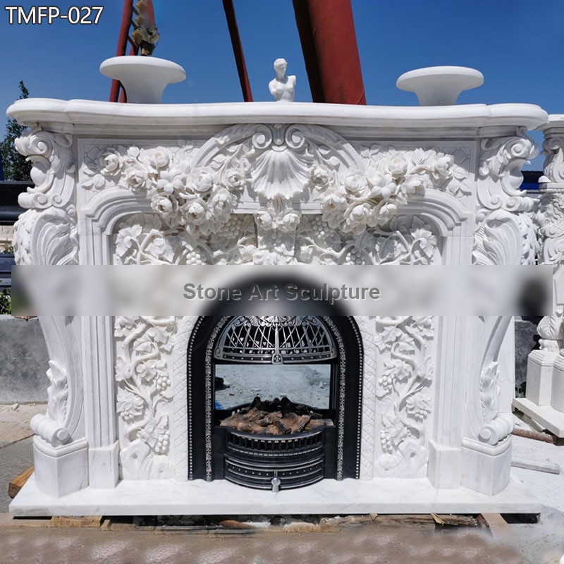 Antique White Marble Fireplace Mantel for Sale Factory Supply detail image