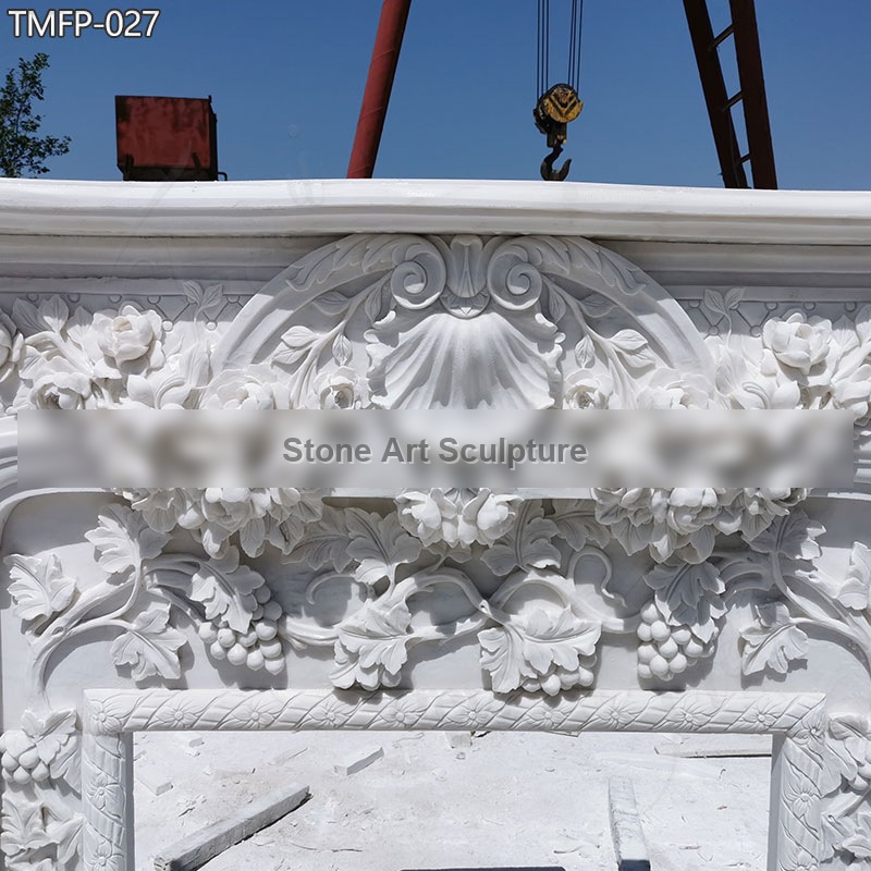 Antique White Marble Fireplace Mantel for Sale Factory Supply detail image