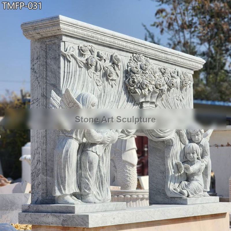 Carrara Decorative Custom Children Statue Fireplace TMFP-031 detail image