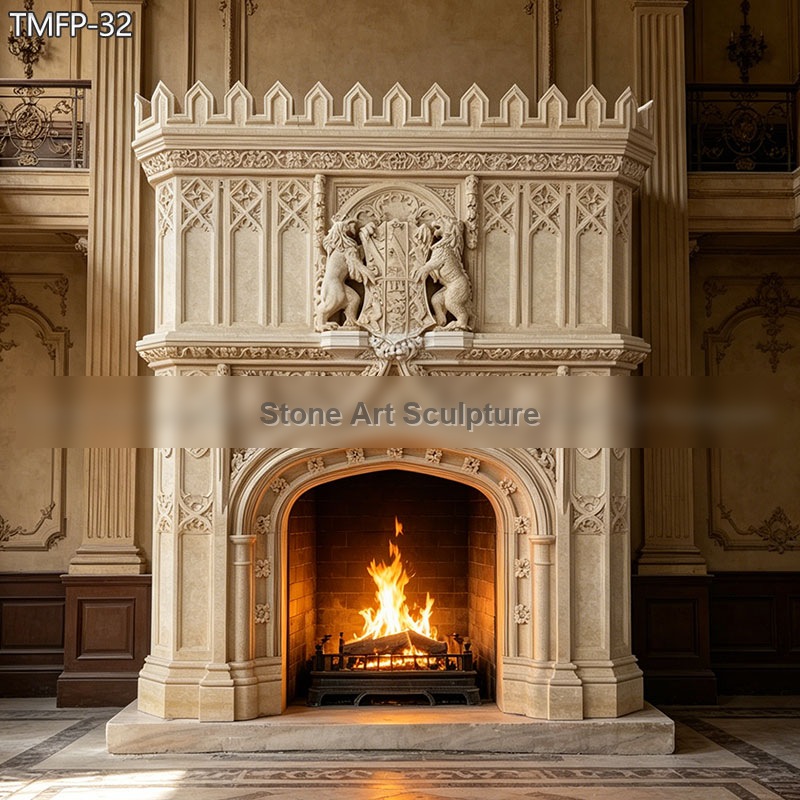 European-Style Vintage Marble Fireplace