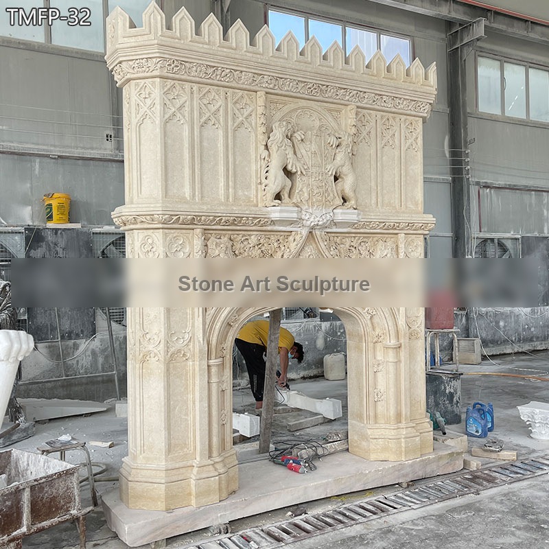 European-Style Vintage Marble Fireplace detail image