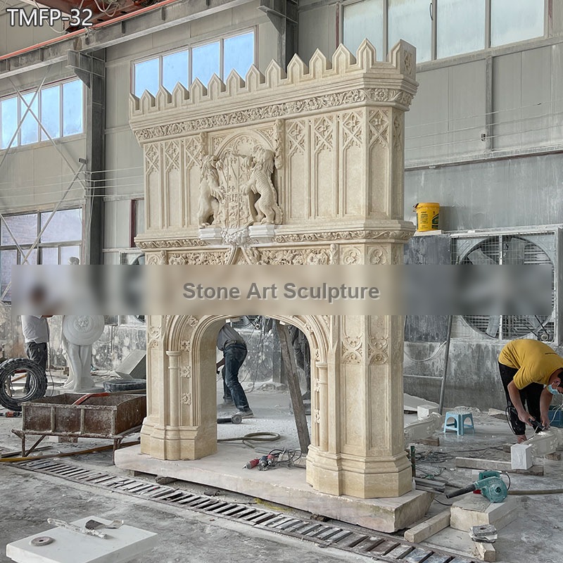 European-Style Vintage Marble Fireplace detail image