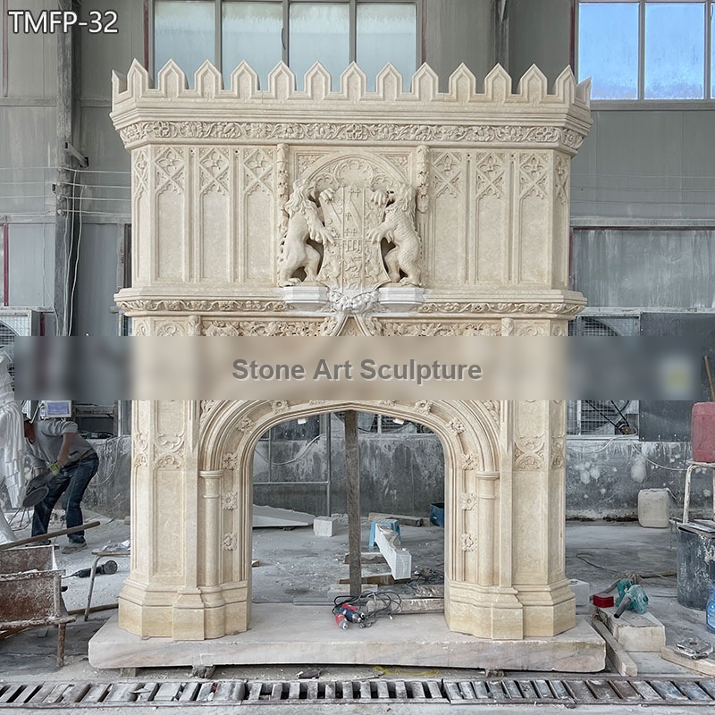 European-Style Vintage Marble Fireplace detail image