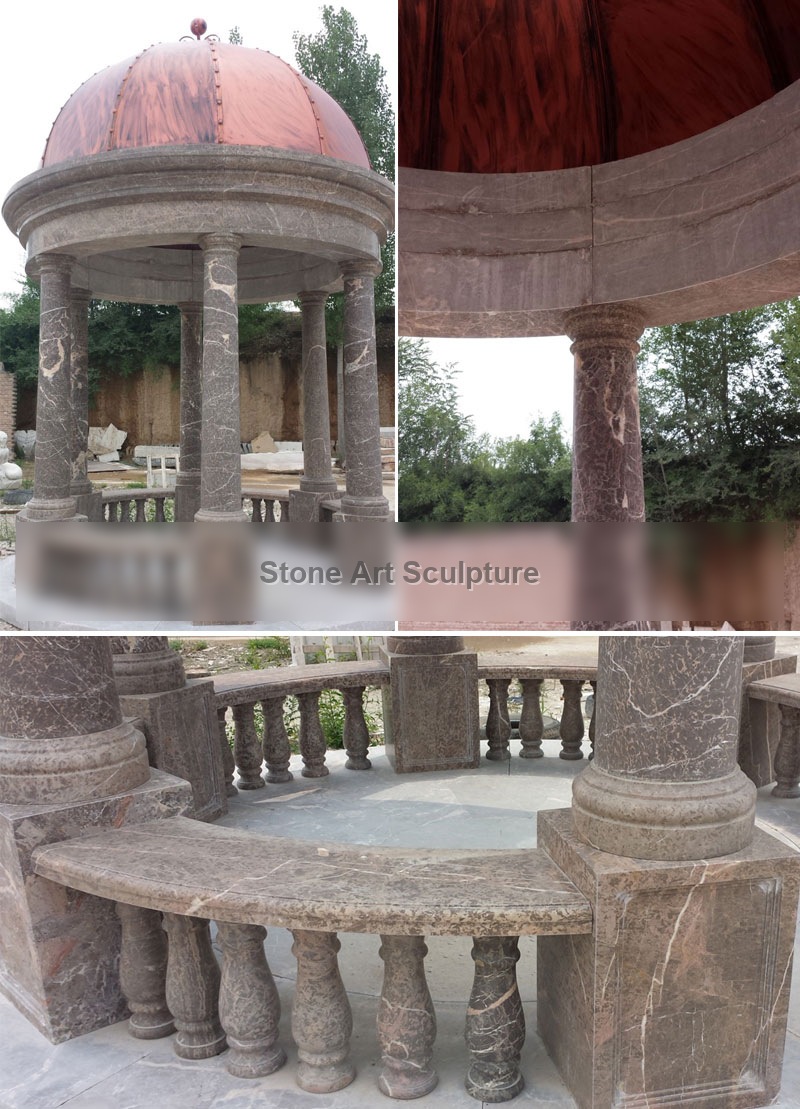 Antique Italian marble gazebo for outdoor garden decor TMG-04 detail image