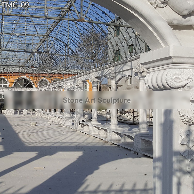 Extra Large Luxury Marble Pavilion with Iron Dome for Castle TMG-09 detail image