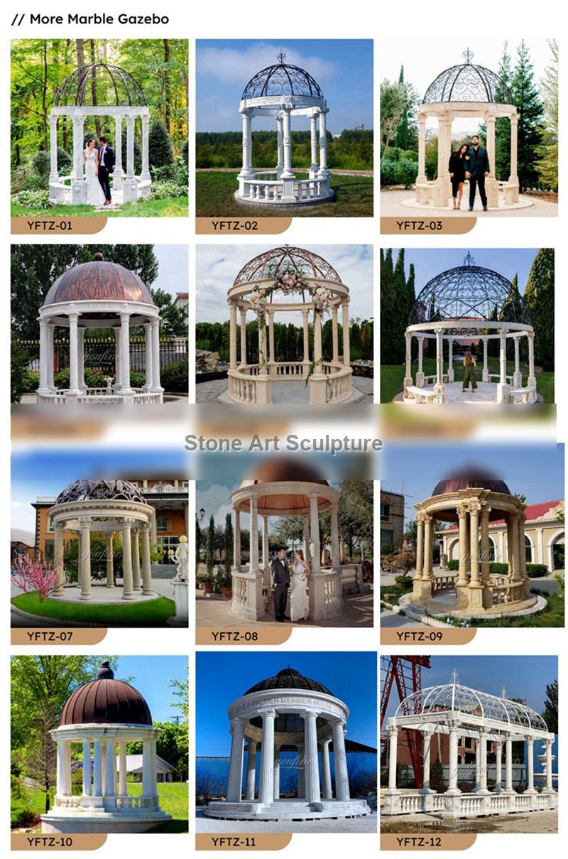 Large Pure White Marble Luxury Gazebo for British Customer TMG-13 detail image