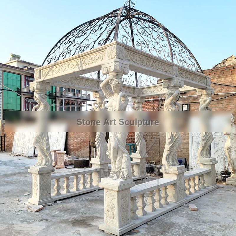 Custom Marble Italy Gazebo with Beach Outdoor Yard Decor TMG-14
