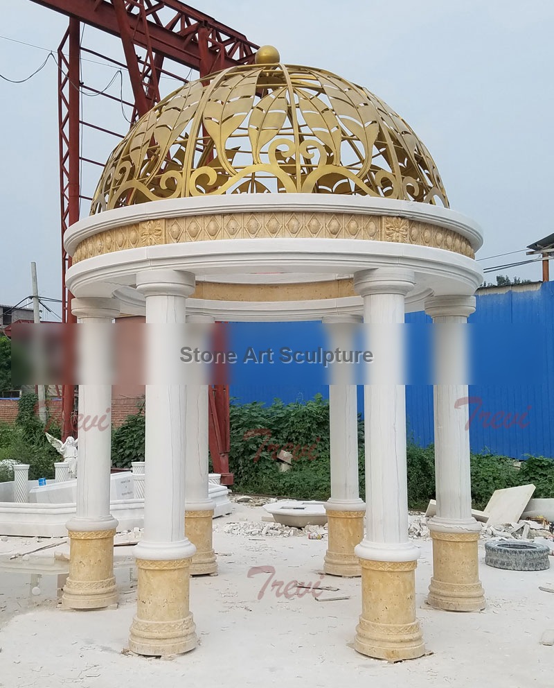 Outdoor garden landscape golden round marble gazebo for Saudi Arabia clients TMG-21 detail image