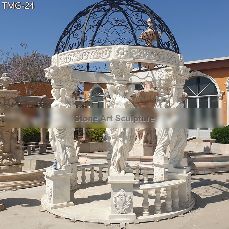 Marble Garden Round Gazebo with Metal Dome TMG-24 detail image