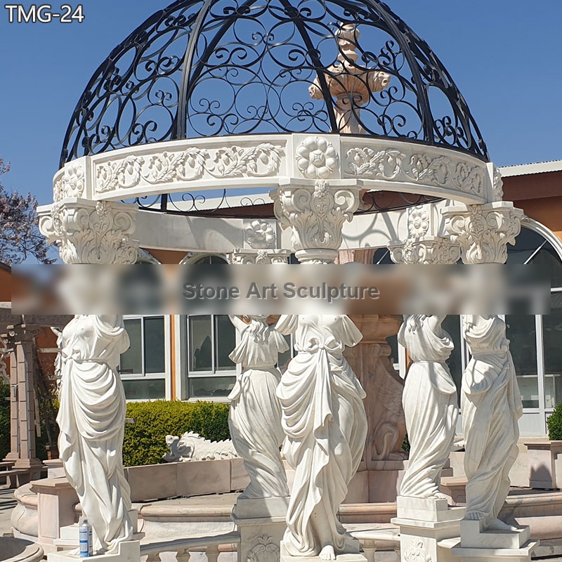 Marble Garden Round Gazebo with Metal Dome TMG-24 detail image
