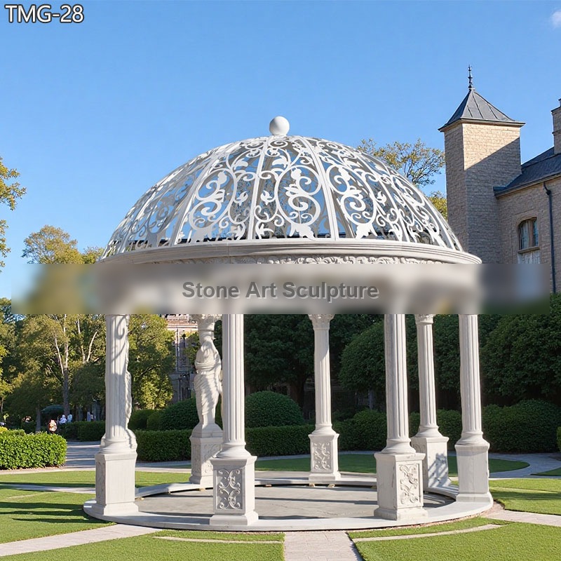 Outdoor Marble Gazebos White Metal Dome for Sale TMG-28