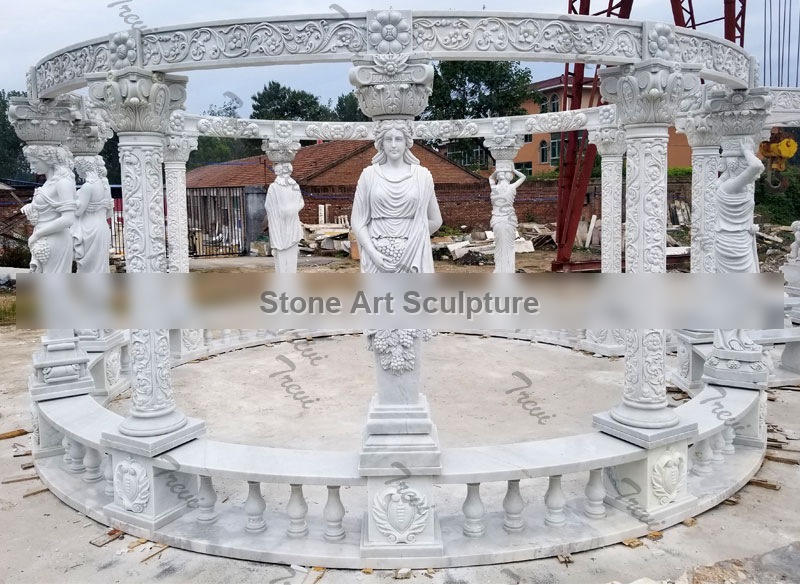 Outdoor large luxury gazebo rectangle pergola marble for backyard decor designs TMG-32 detail image