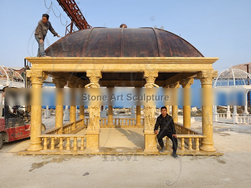 Beige Square Marble Garden Gazebo Factory Supplier TMG-36 detail image