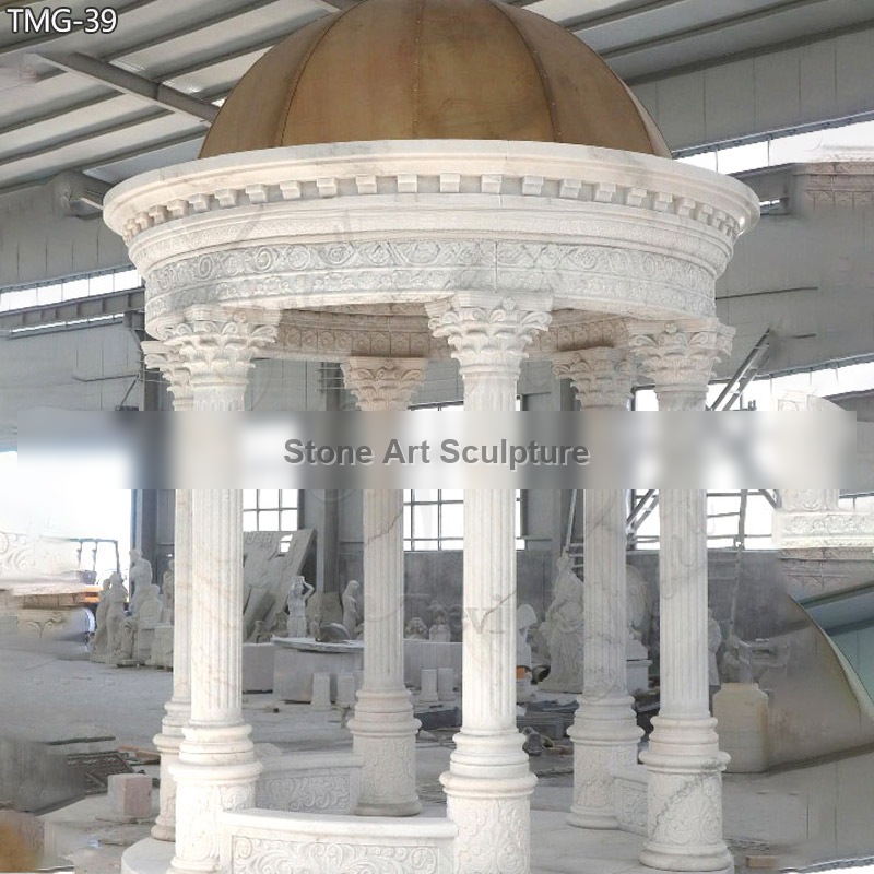 Outdoor White Marble Garden Gazebo for Sale Factory Supply TMG-39 detail image