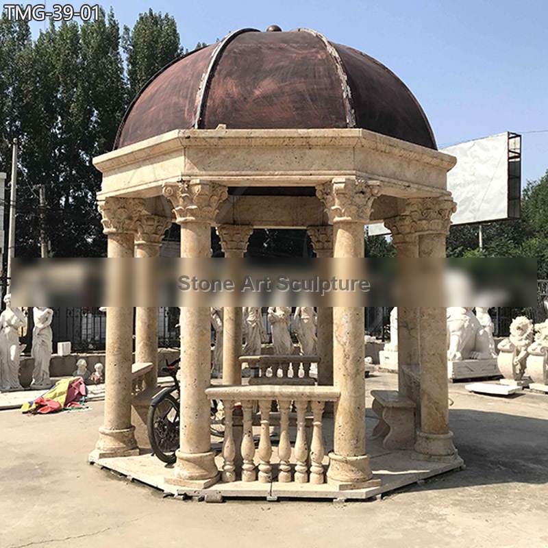 Outdoor White Marble Garden Gazebo for Sale Factory Supply TMG-39 detail image