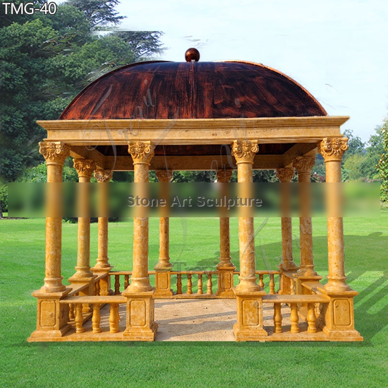 Large Beige Marble Garden Gazebo Outdoor Decor for Sale TMG-40