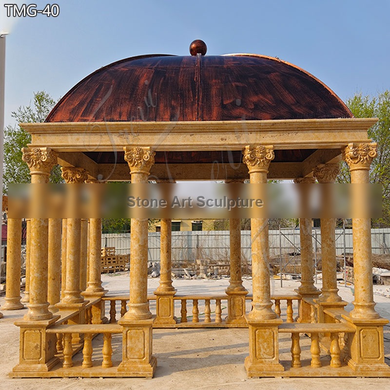 Large Beige Marble Garden Gazebo Outdoor Decor for Sale TMG-40 detail image
