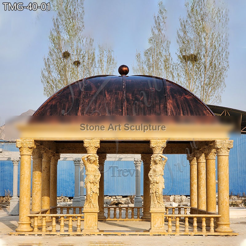 Large Beige Marble Garden Gazebo Outdoor Decor for Sale TMG-40 detail image