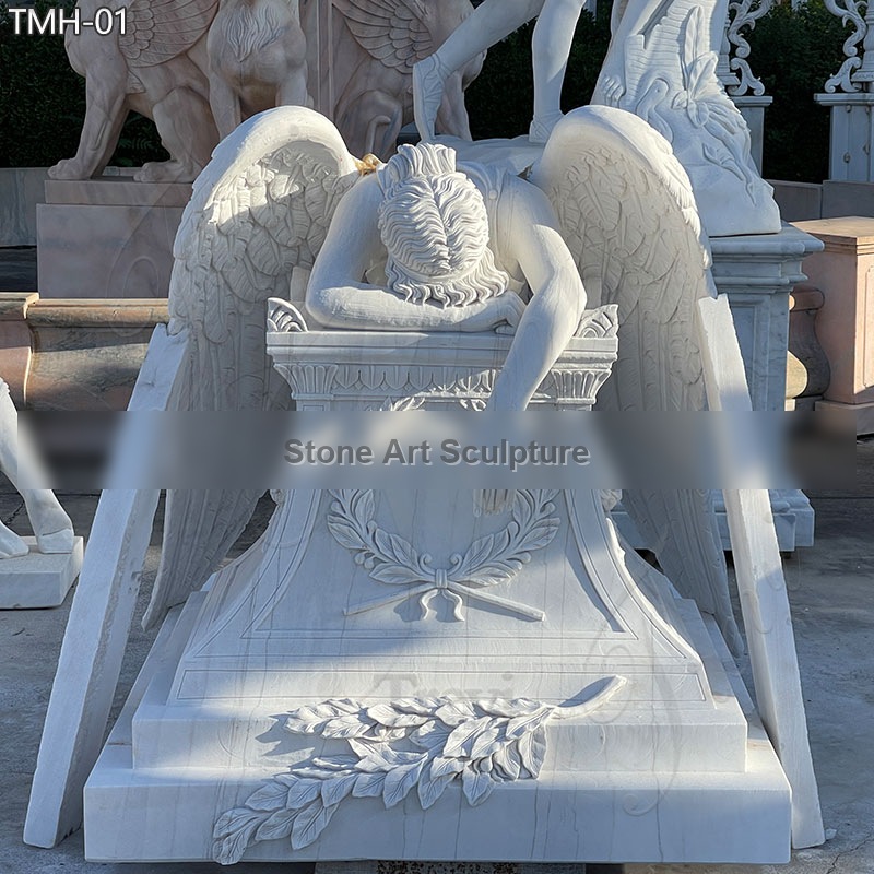 Life Size Marble Weeping Angel Statue for Cemetery detail image