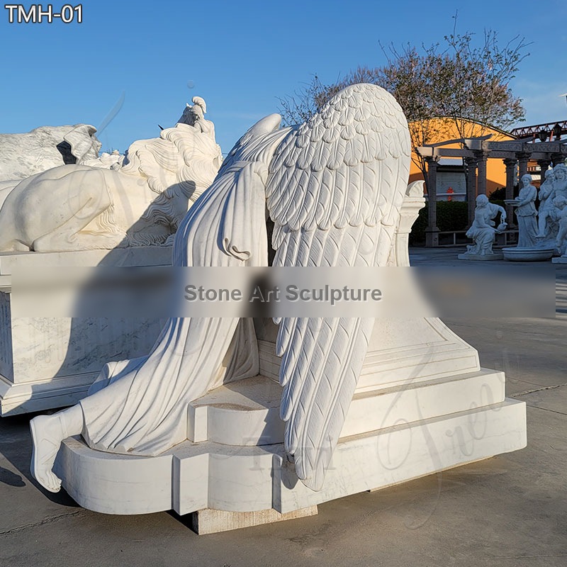 Life Size Marble Weeping Angel Statue for Cemetery detail image