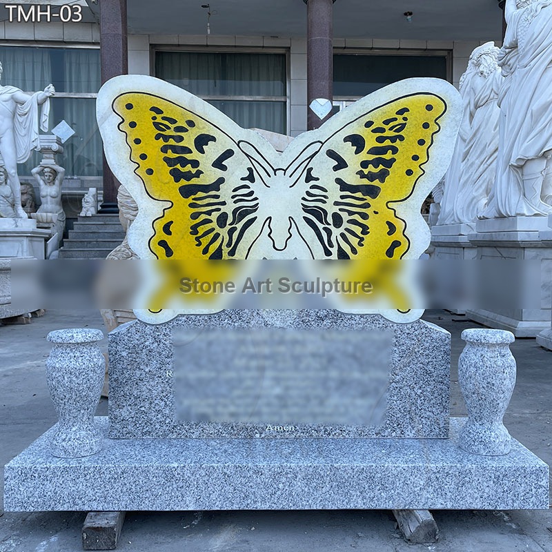 Granite Butterfly Headstones for Graves detail image