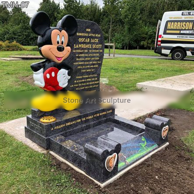Black Marble Mickey Mouse Tombstone detail image