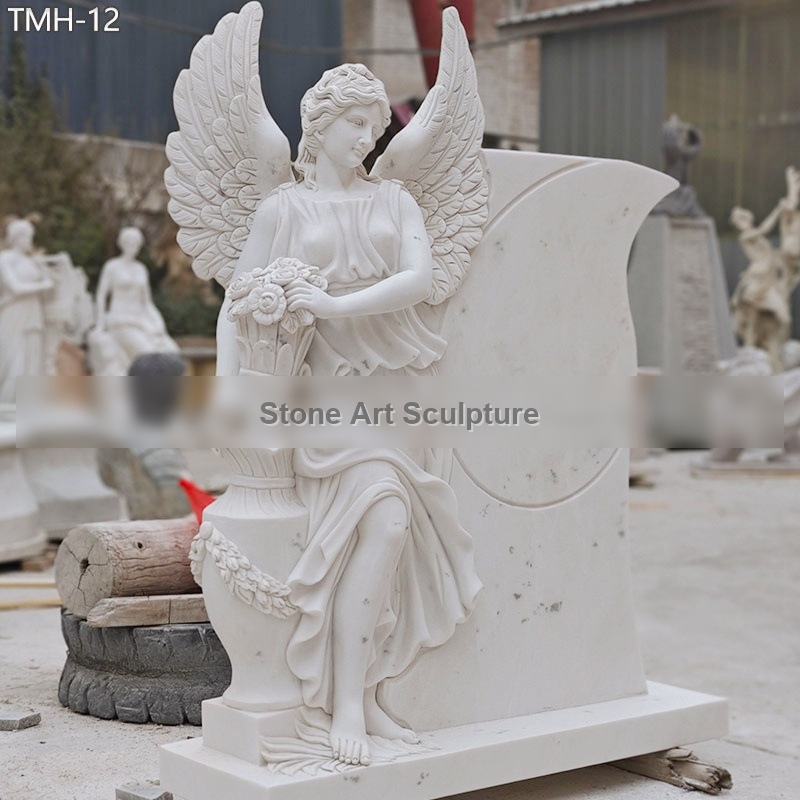 Marble Standing Angel Headstone Monument detail image