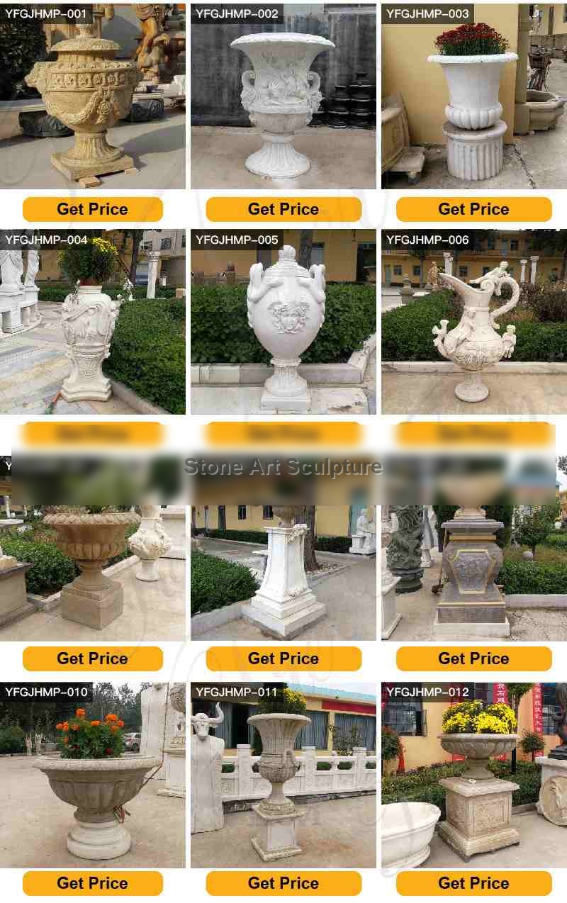 Garden White Marble Planters Pots with Angel Sculpture for Sale TMP-08 detail image