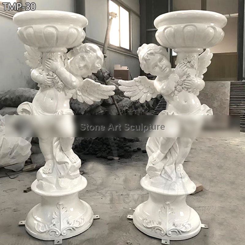 White Marble Planter with Angel Statue for Sale China Supplier detail image