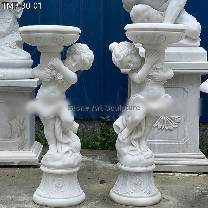 White Marble Planter with Angel Statue for Sale China Supplier detail image