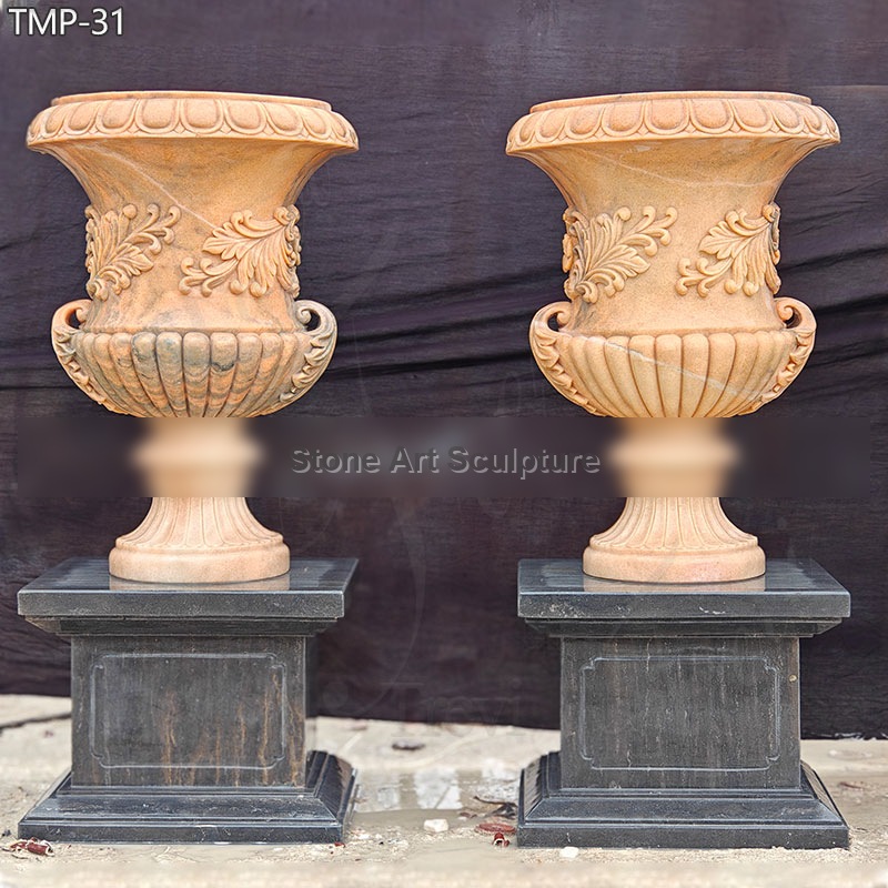Outdoor Red Marble Flower Pot Low Price for Sale