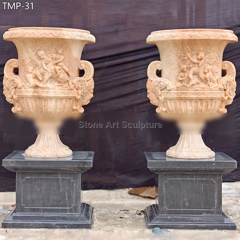 Outdoor Red Marble Flower Pot Low Price for Sale detail image