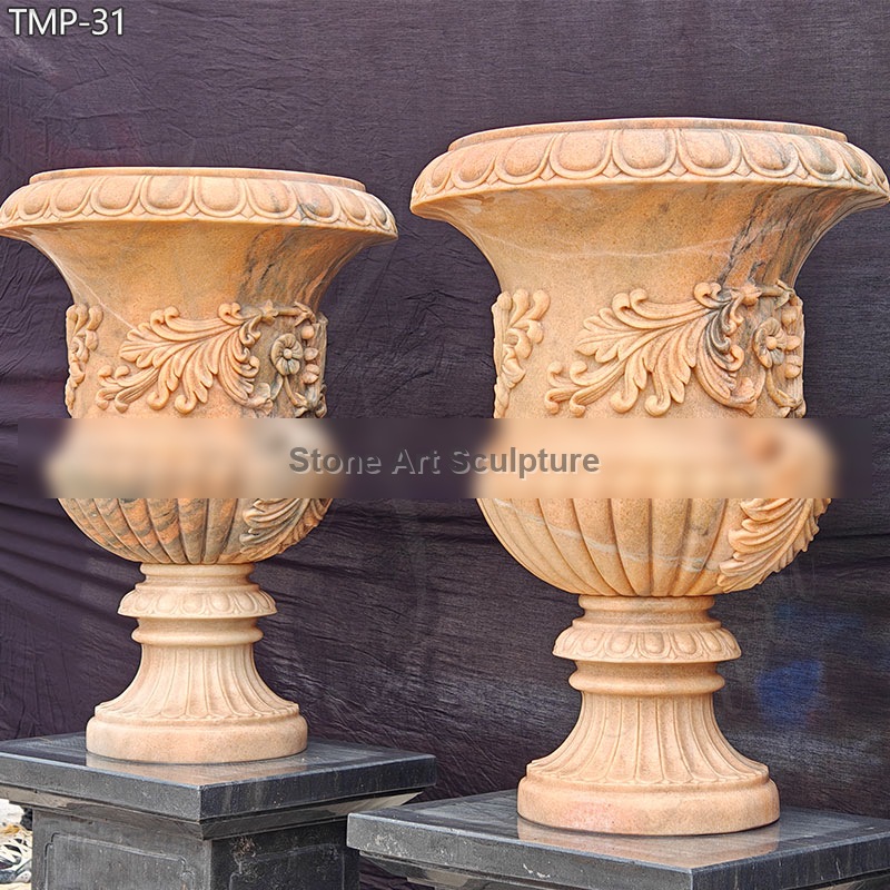 Outdoor Red Marble Flower Pot Low Price for Sale detail image