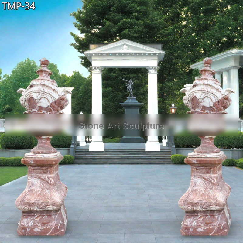Natural Red Marble Planter Pot for Villa Porch